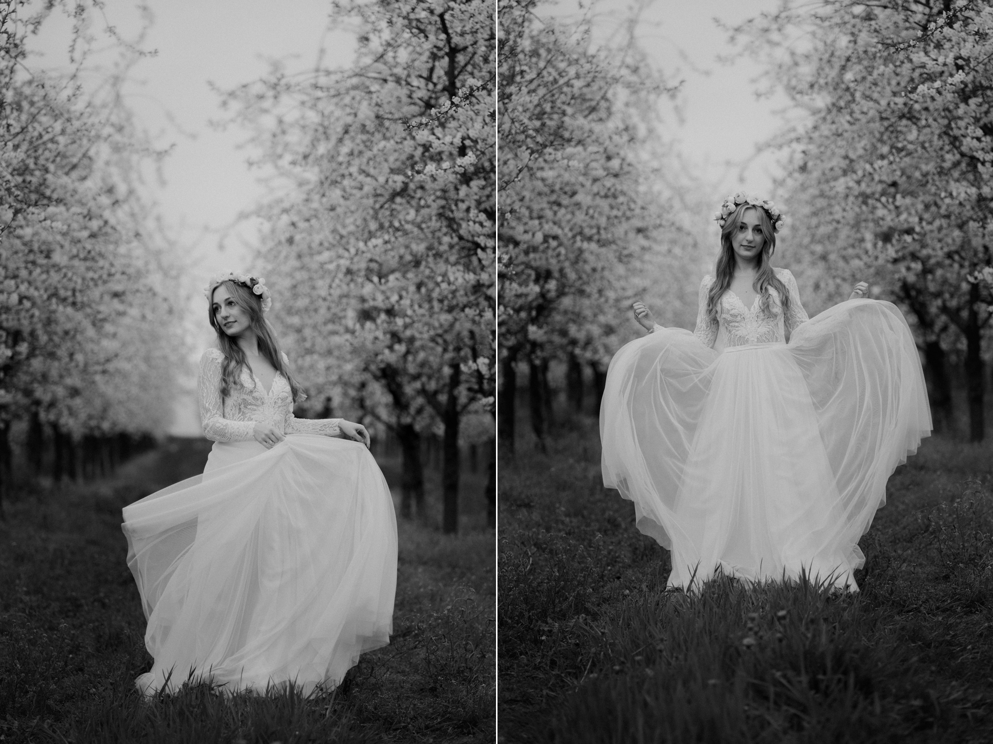 Wiosenna sesja slubna00032 - Sesja ślubna w kwitnącym sadzie